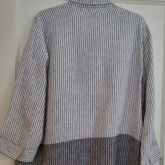 John Mark Stripped Linen Blouse Sz XL - Picture 4 of 5